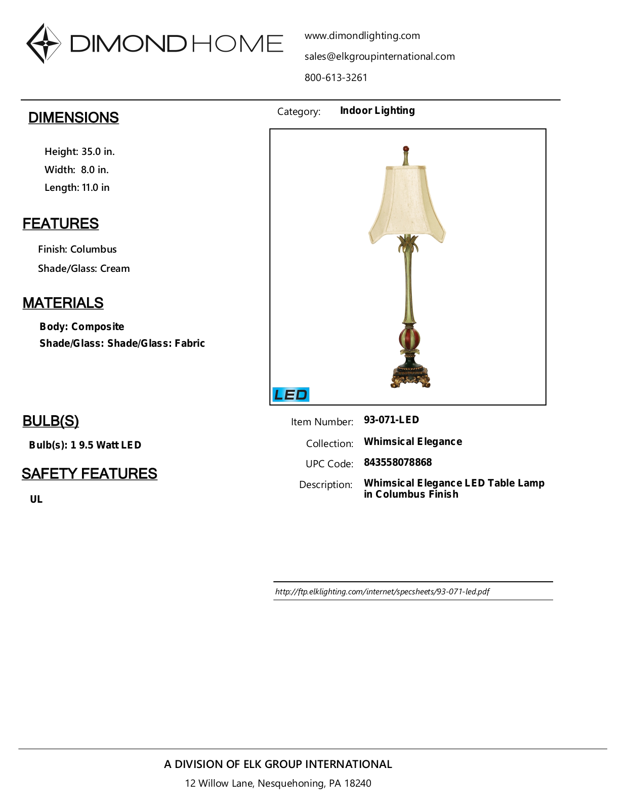 ELK Home 93071LED User Manual