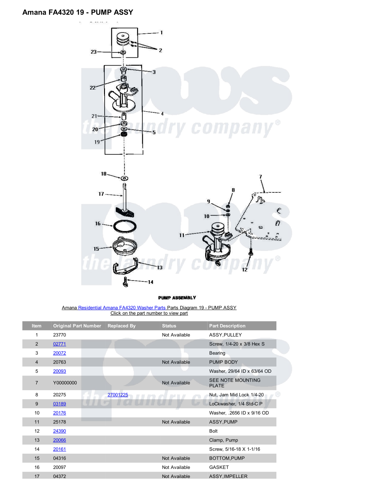 Amana FA4320 Parts Diagram