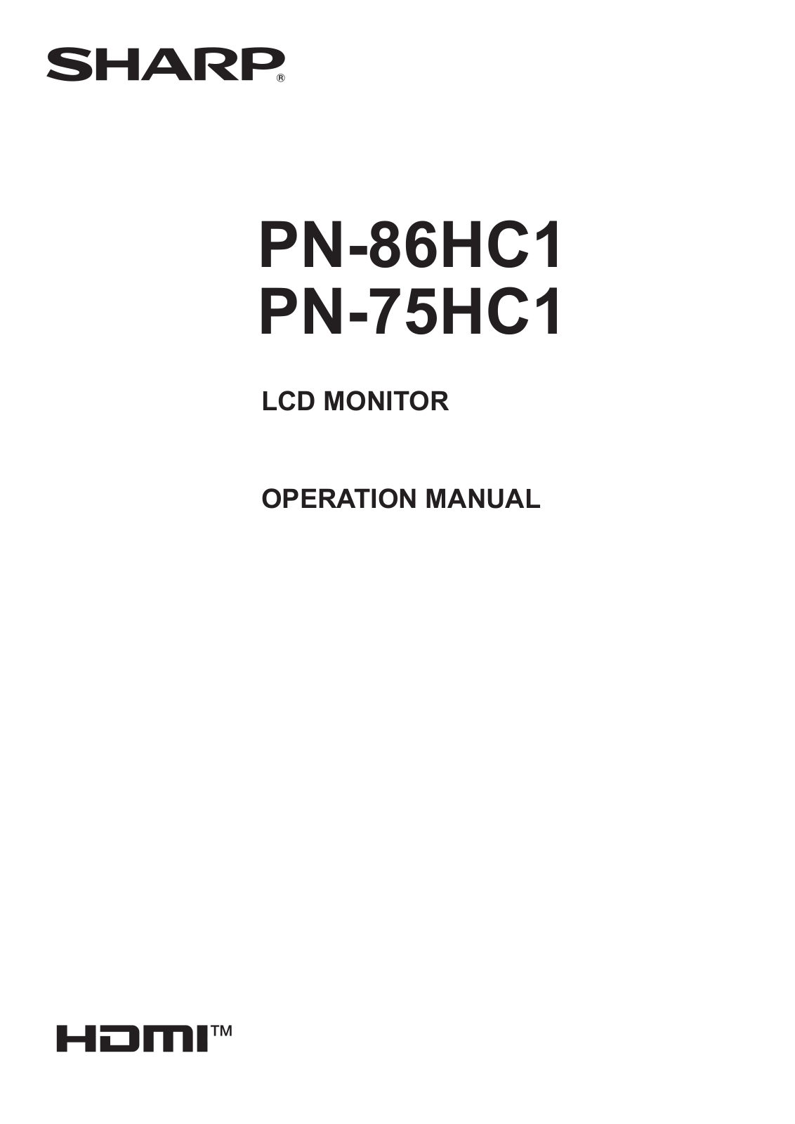 Sharp PN-75HC1 operation manual