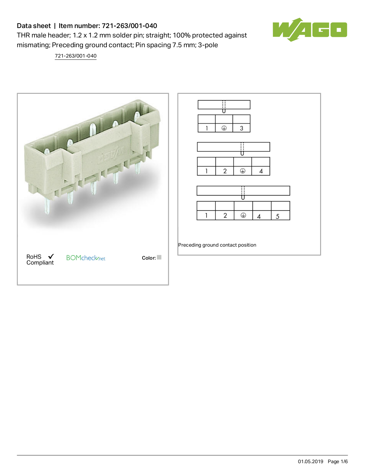 Wago 721-263/001-040 Data Sheet