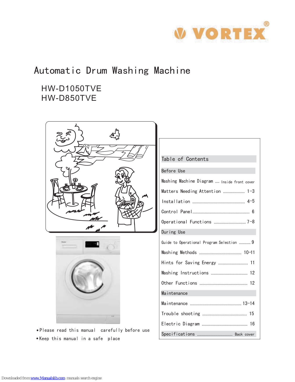 Haier HW-D850TVE, HW-D1050TVE User Manual