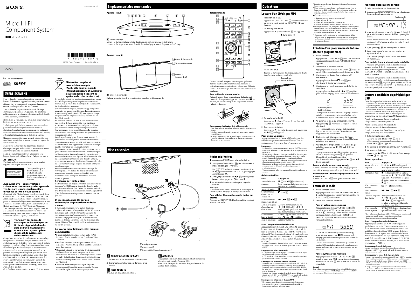 SONY CMT-V9B User Manual