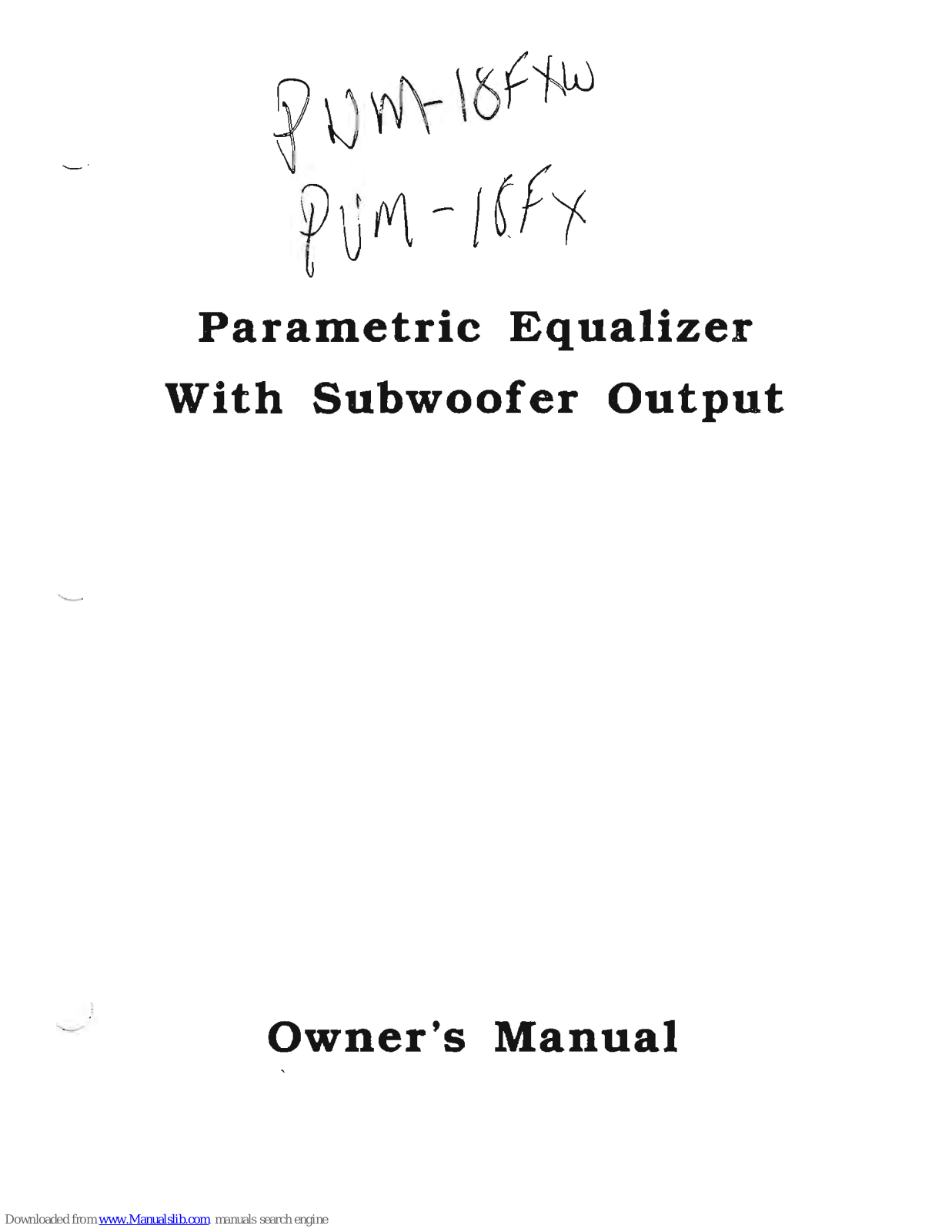 Power Acoustik PWM-18FX, PWM-18FXW Owner's Manual