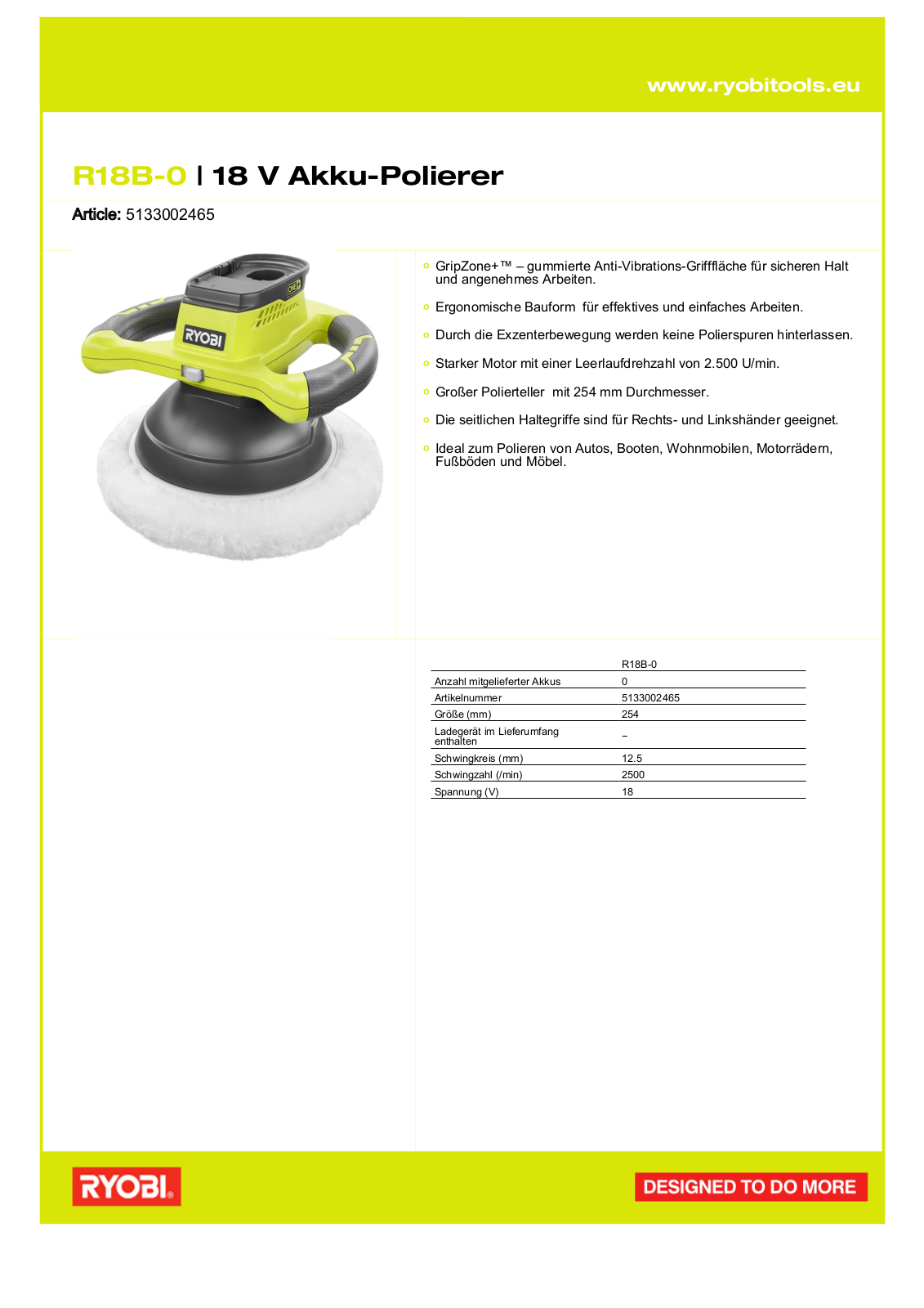 Ryobi R18B-0 User Manual