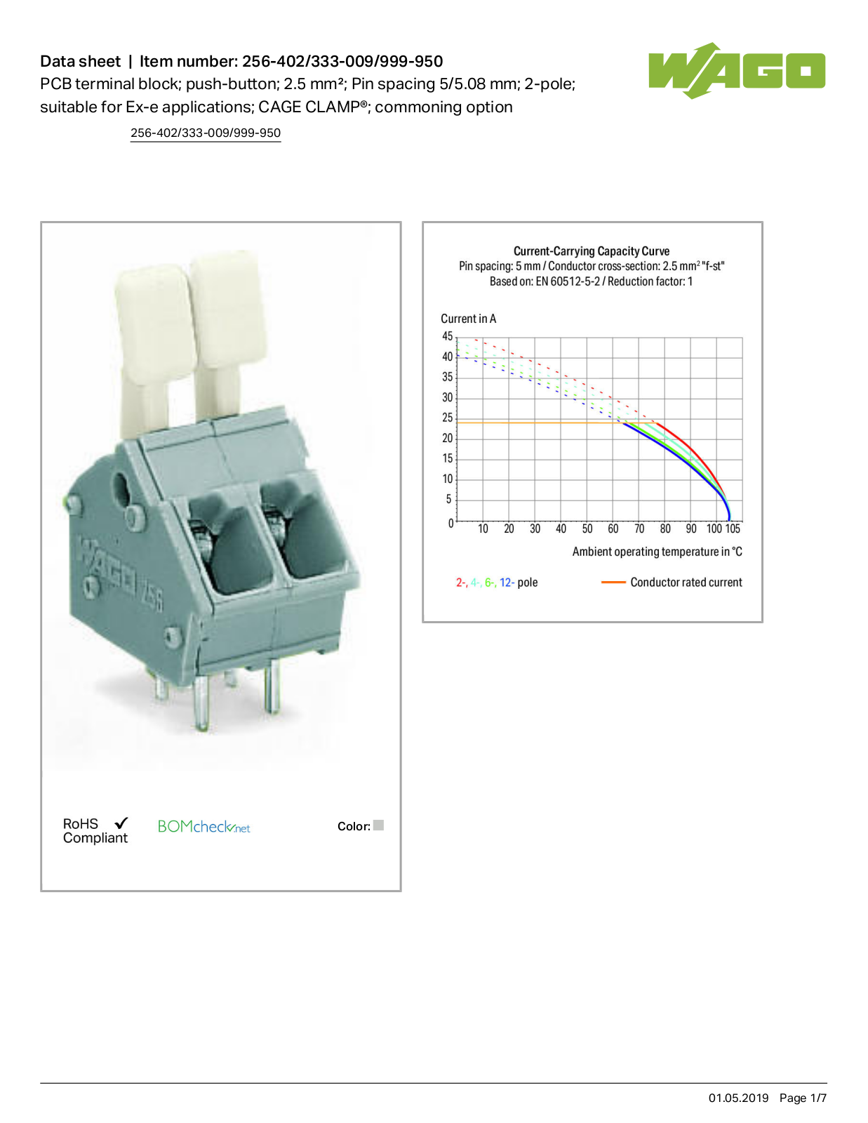 Wago 256-402/333-009/999-950 Data Sheet