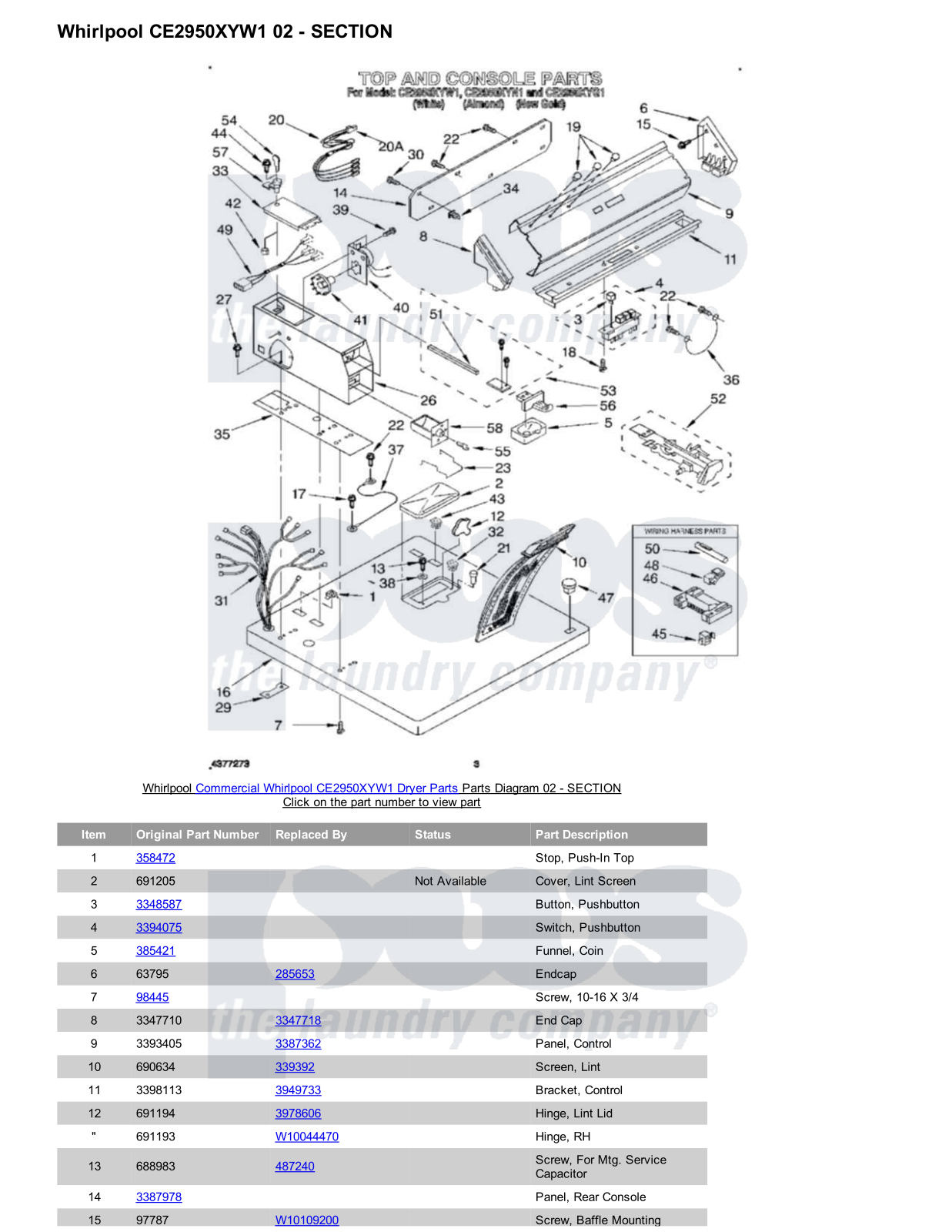 Whirlpool CE2950XYW1 Parts Diagram