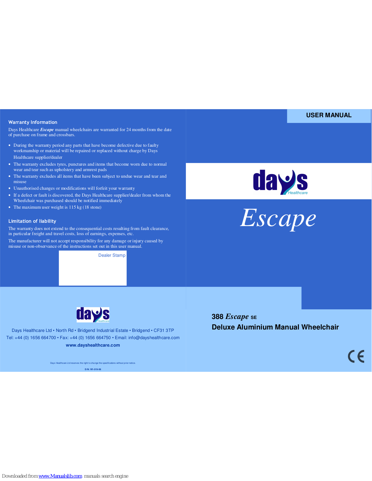 Days 388 Escape SE User Manual