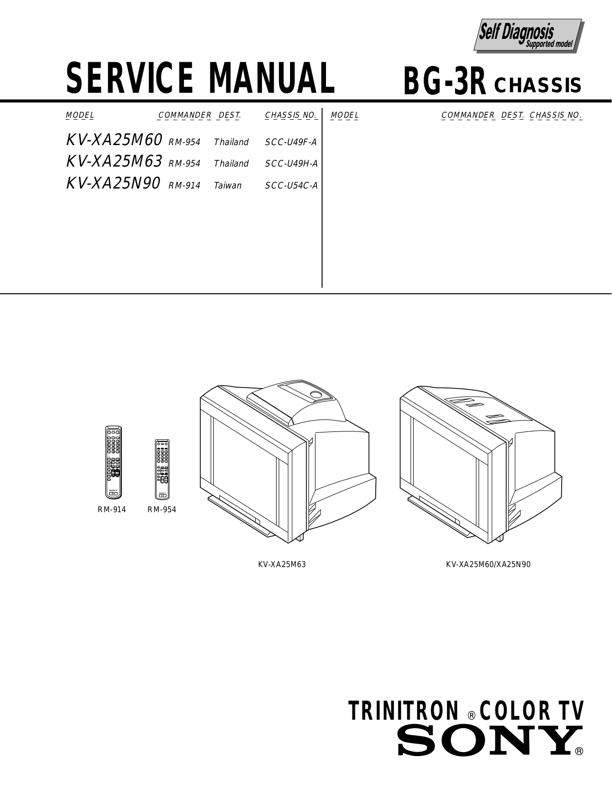 Sony KV-XA25M60, KV-XA25M63, KV-XA25N90 Service Manual