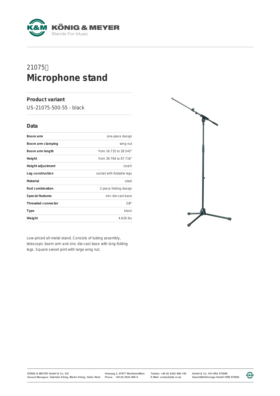 K&M 21075 Data Sheet