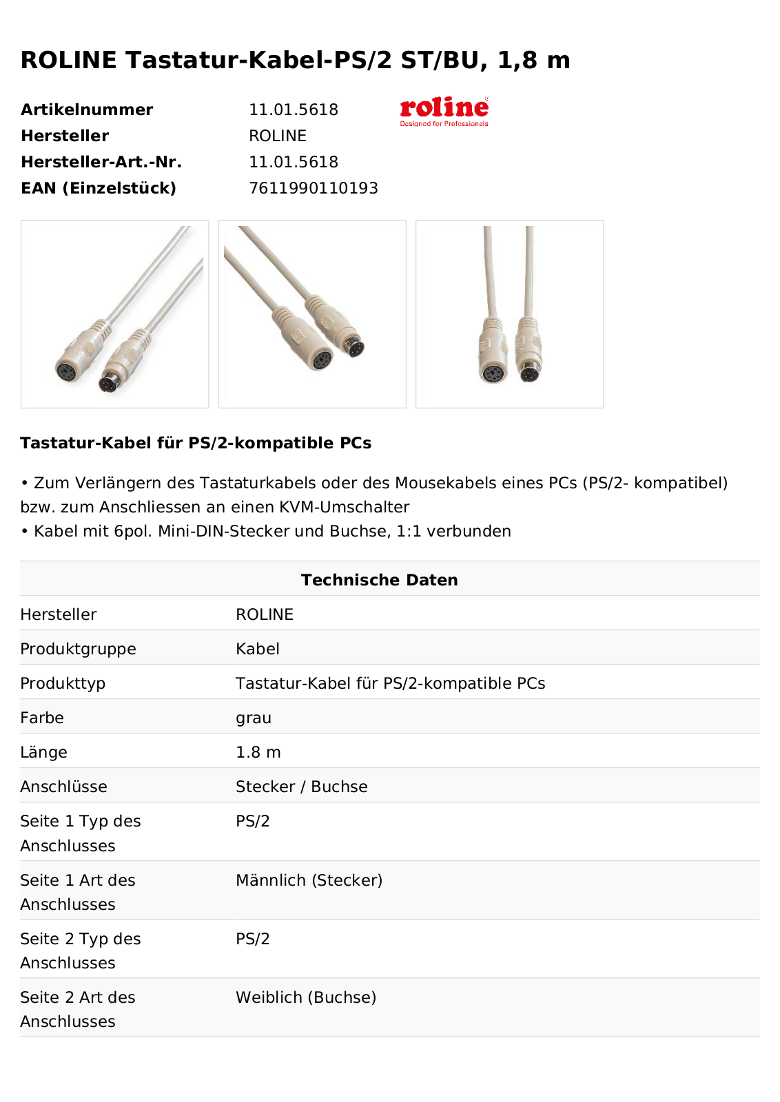 ROLINE 11015618 Datasheet - ManualMachine.com