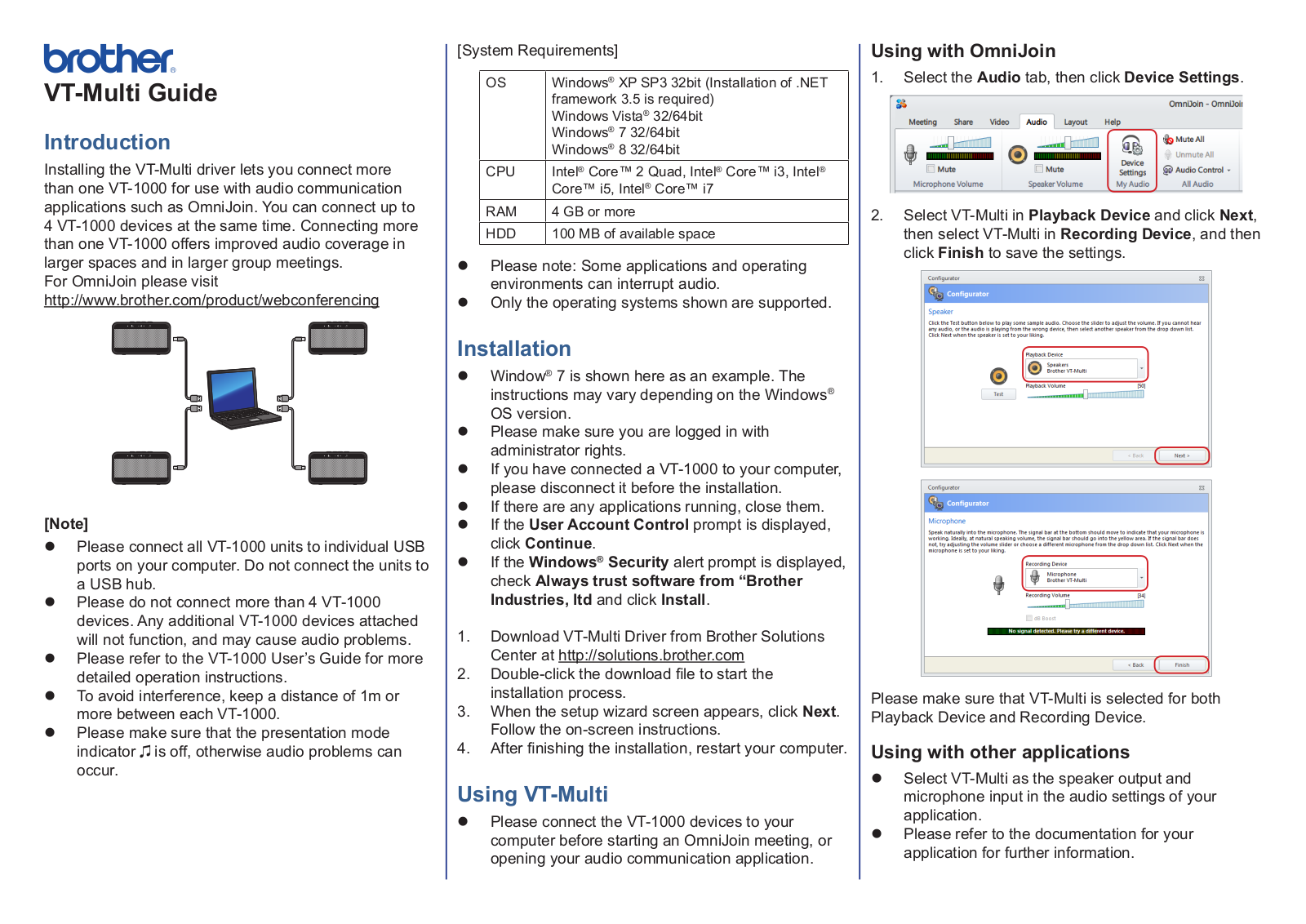 Brother VT-1000 User Manual