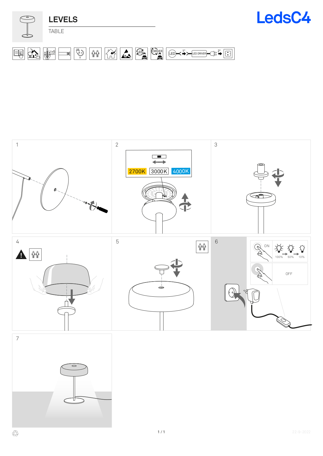 LEDS-C4 LEVELS TABLE User guide - ManualMachine.com