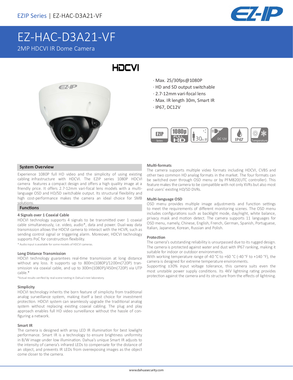 Dahua EZ-HAC-D3A21-VF User Manual