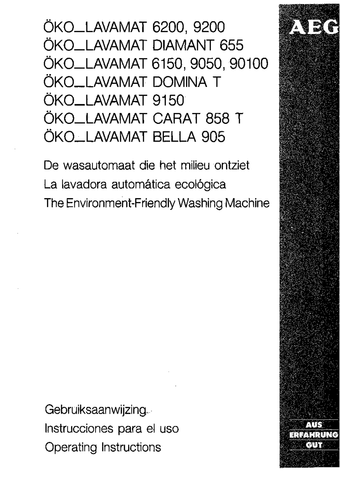 AEG LAVAMAT 6200, LAVAMAT 9200, LAVAMAT 90200 User Manual