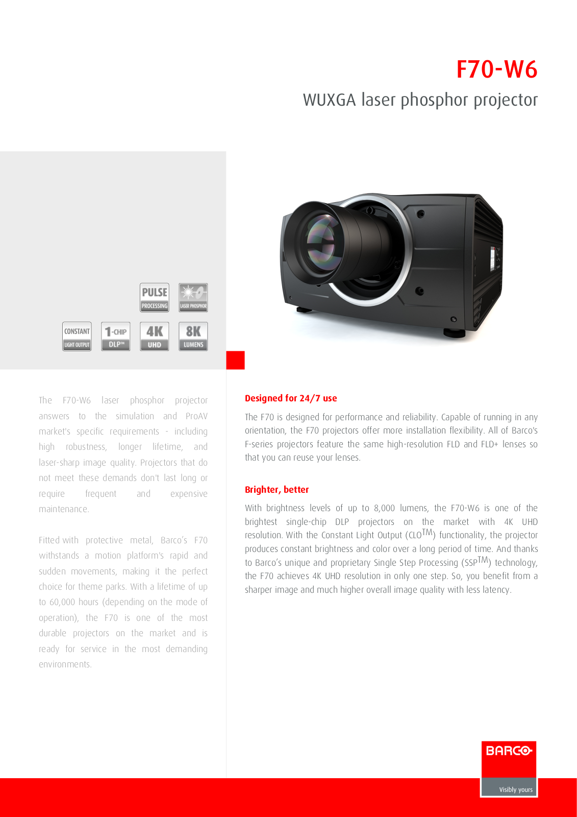 Barco F70-W6 Product Sheet