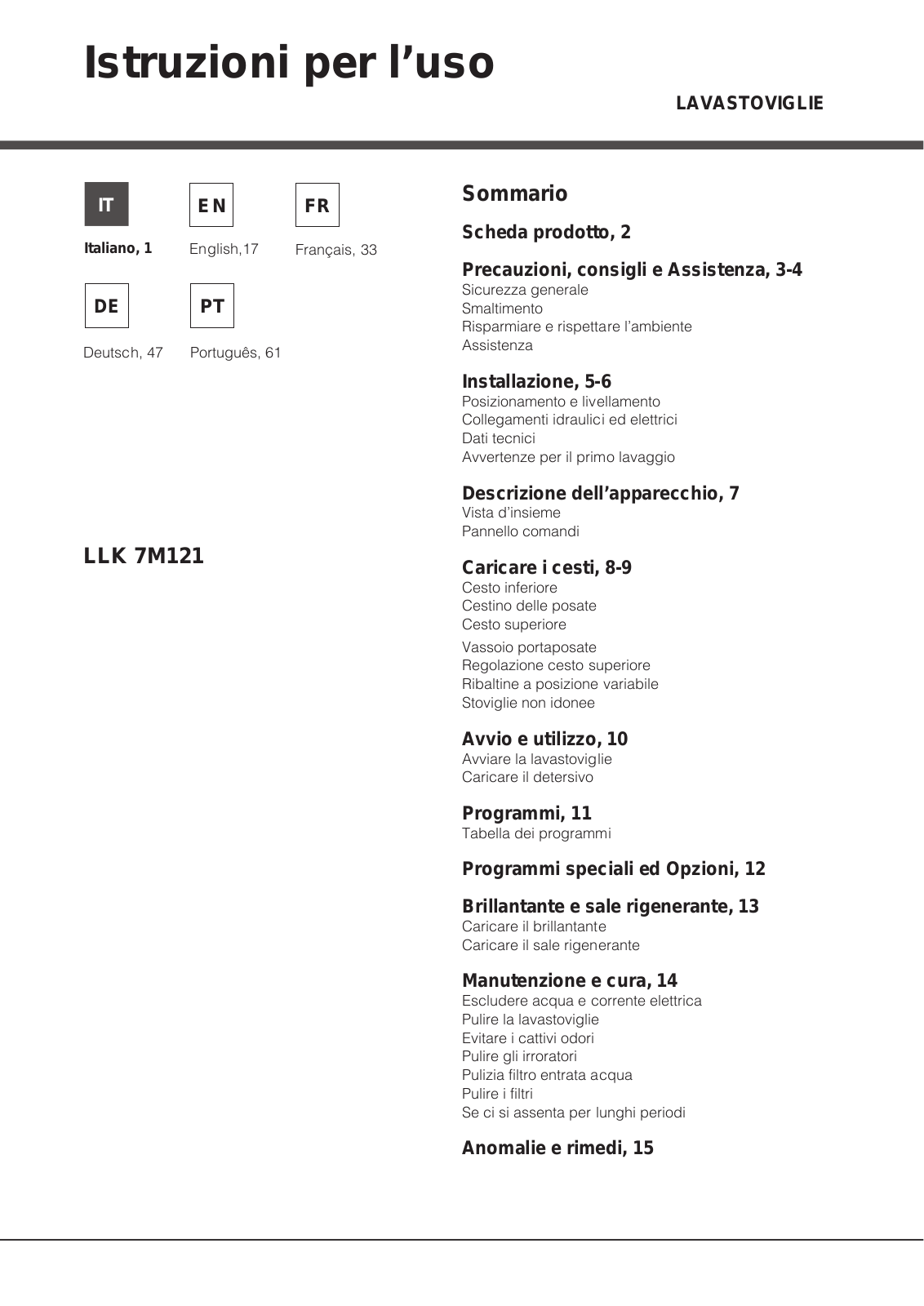 Hotpoint LLK 7M121 X EU User Manual