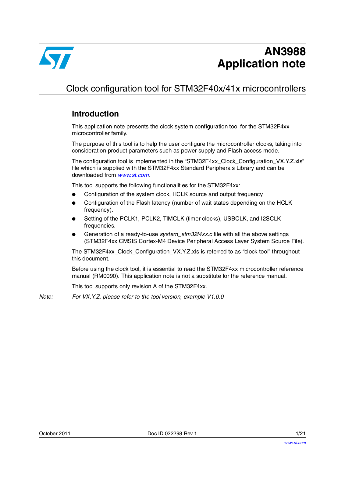 ST AN3988 Application note