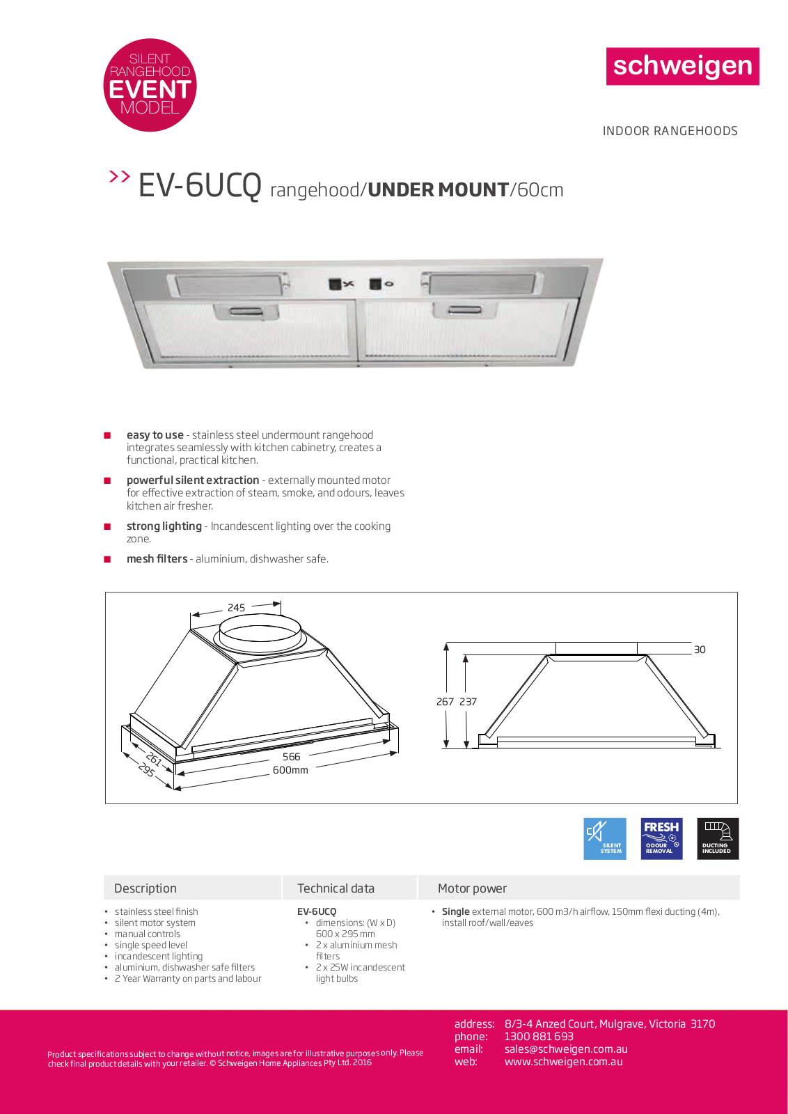 Schweigen PKEV-6UCQ Specifications Sheet