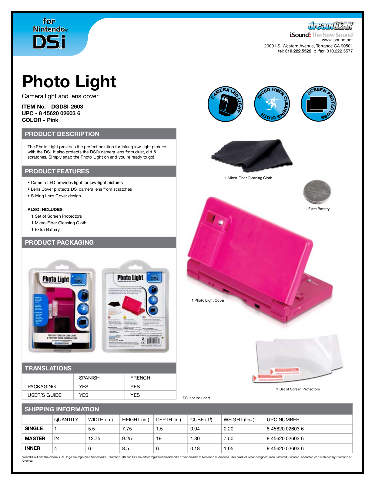 Dreamgear DGDSI-2603 DATASHEET