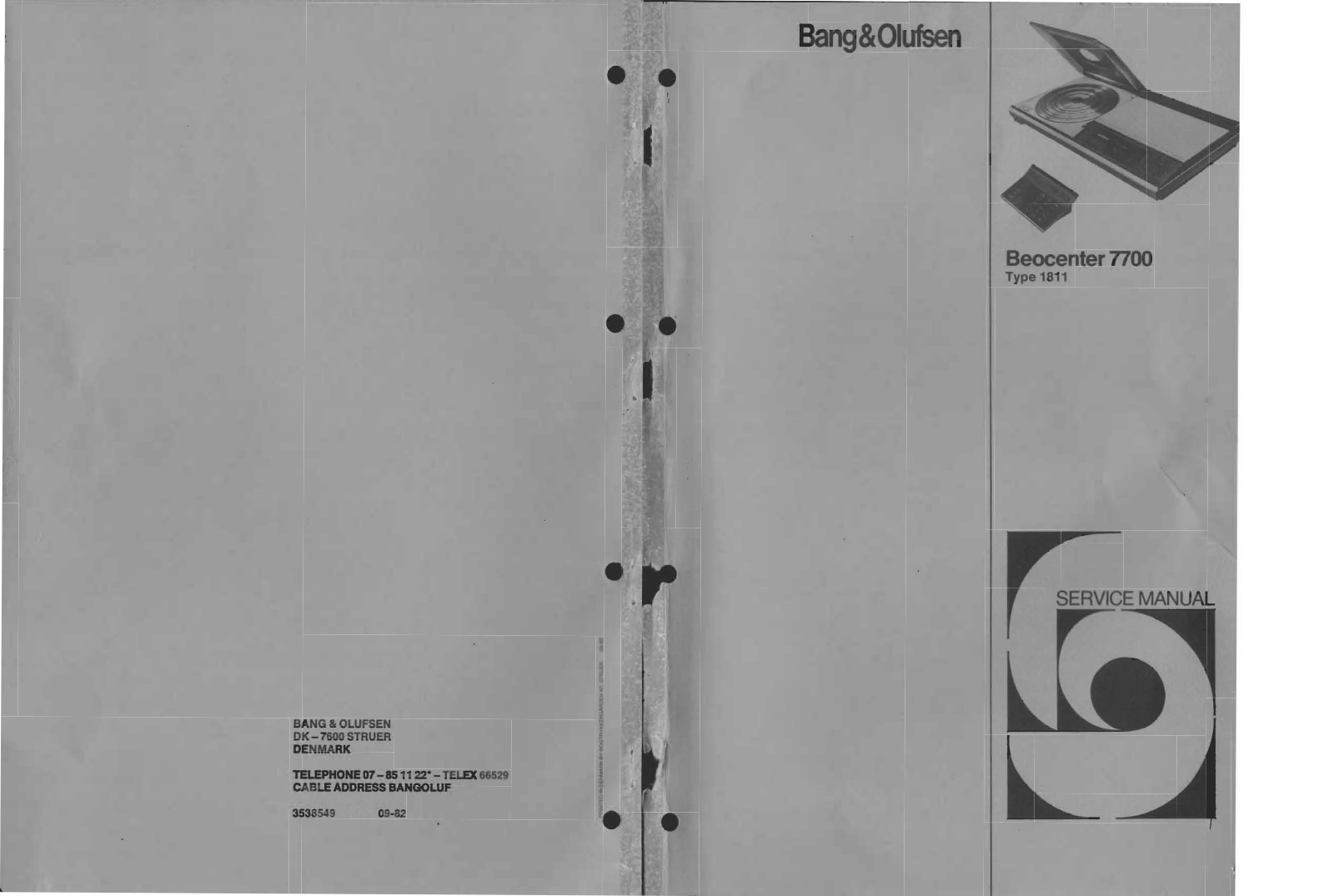 Bang Olufsen Beocenter 7700 Service Manual