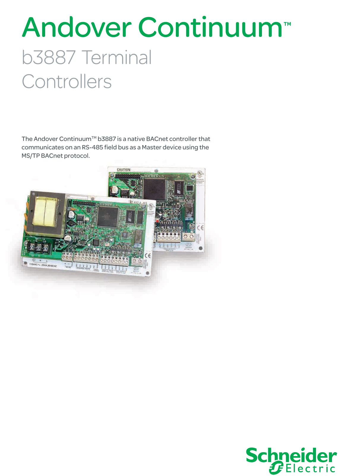 Schneider Electric B3887 Data Sheet