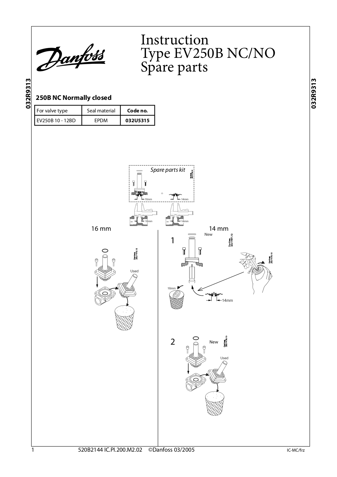 Danfoss EV250B NC, EV250B NO Installation guide