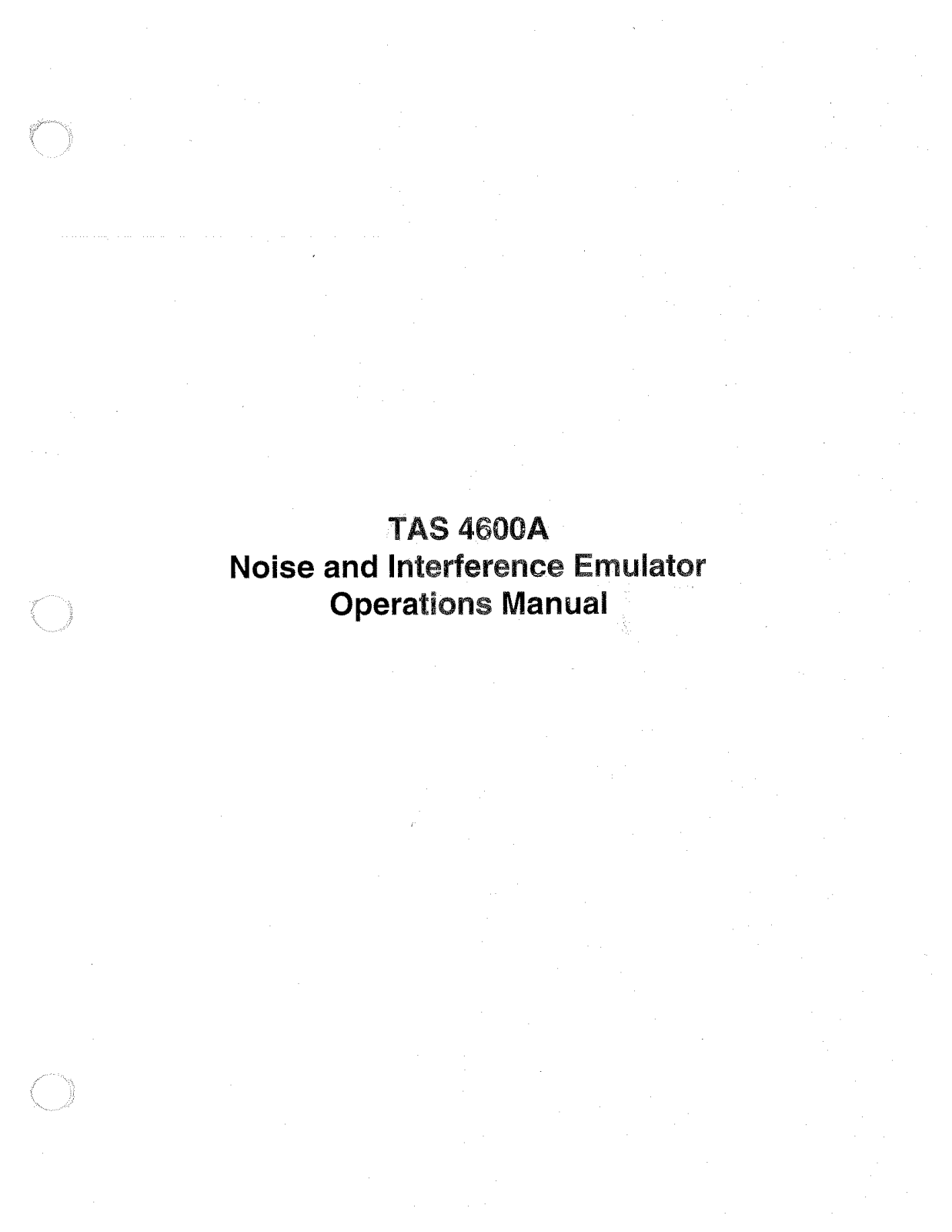 Telecom Analysis Systems TAS 4600A User Manual - ManualMachine.com