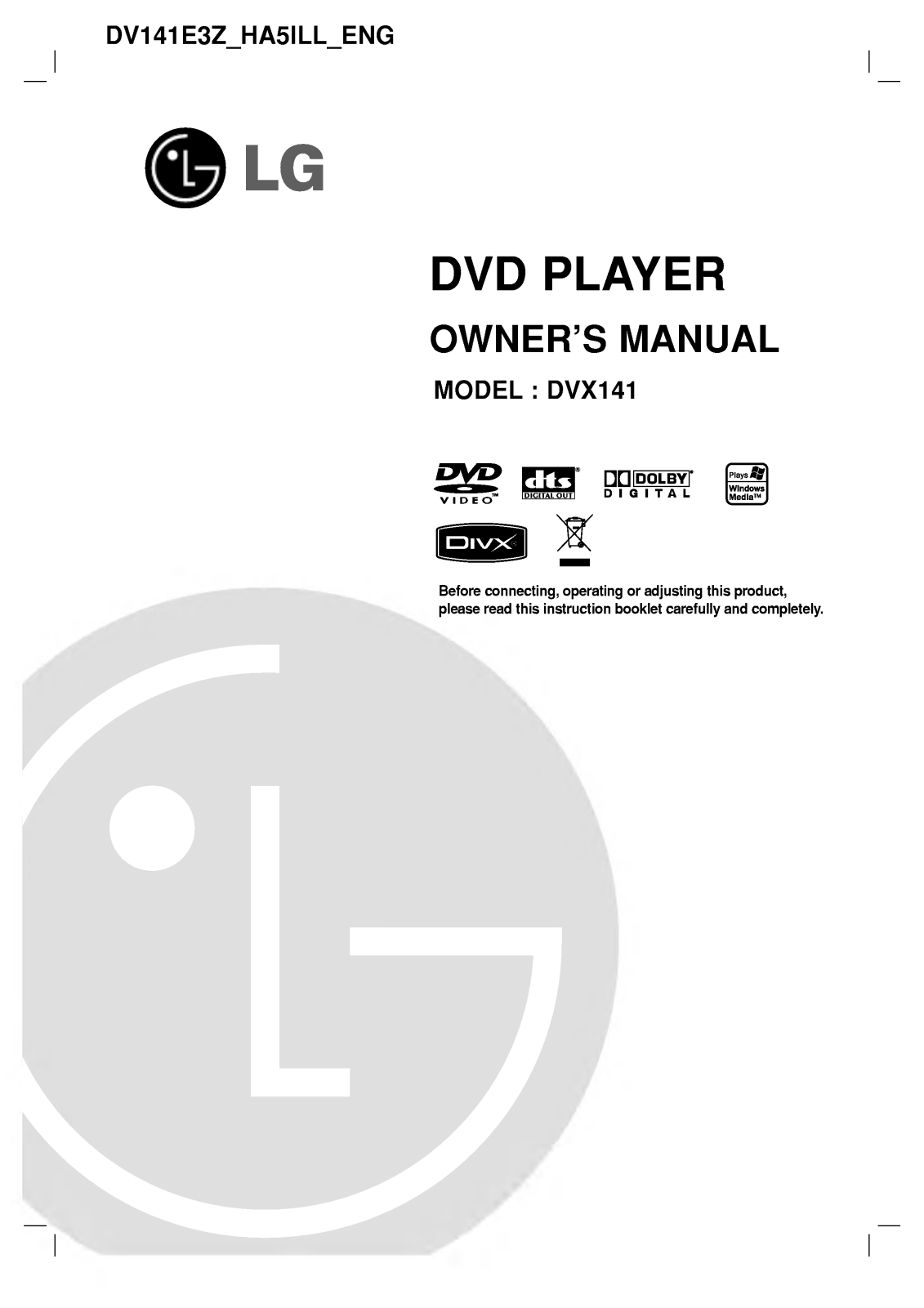 LG DV141E3Z User Manual