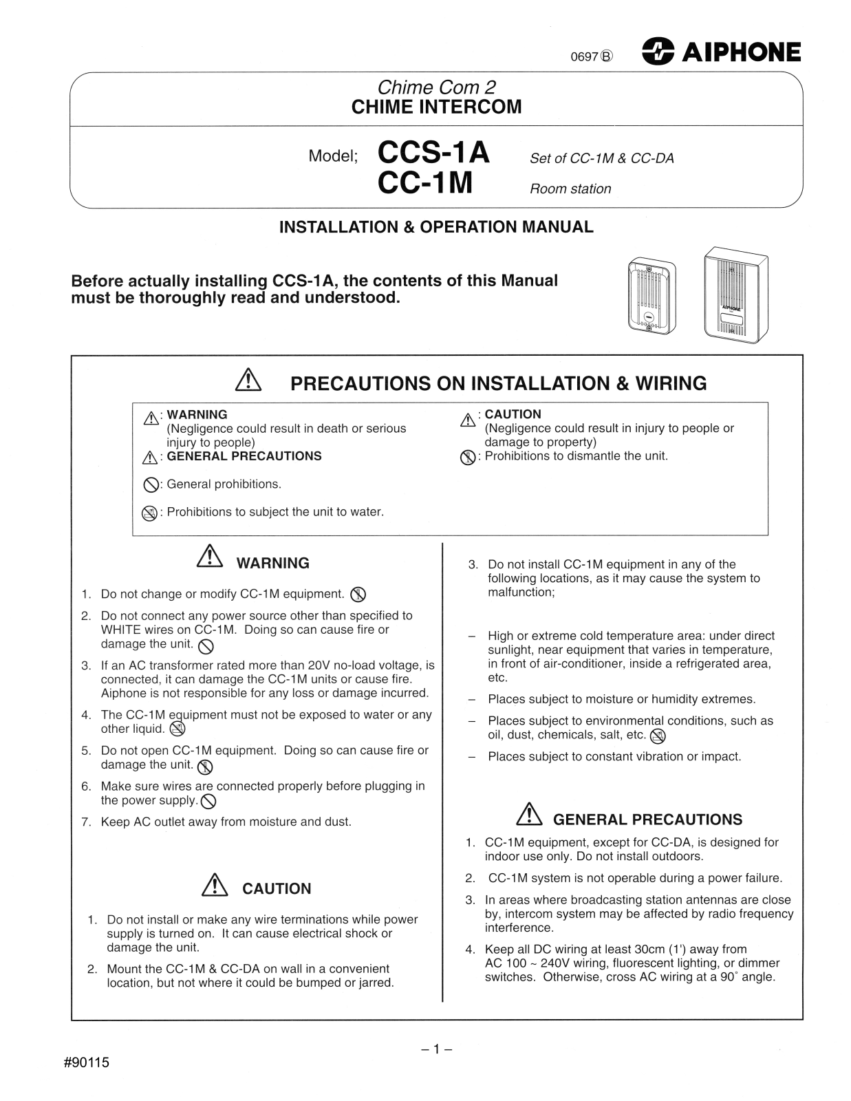 Aiphone CC-1M User Manual