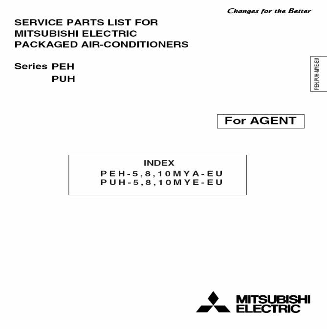 Mitsubishi PEH-5, PEH-8, PEH-10, MYA-EU, PUH-5 Parts Catalog