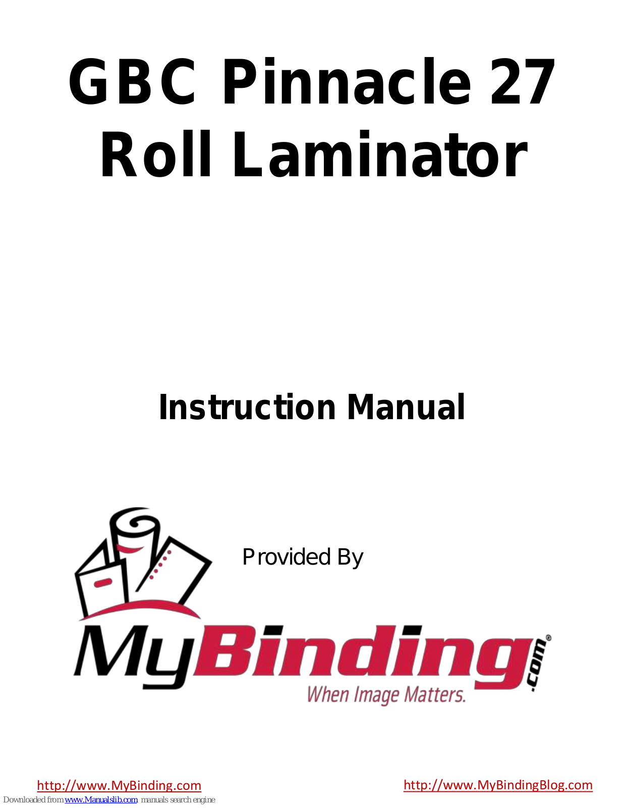 MyBinding GBC Pinnacle 27 Instruction Manual