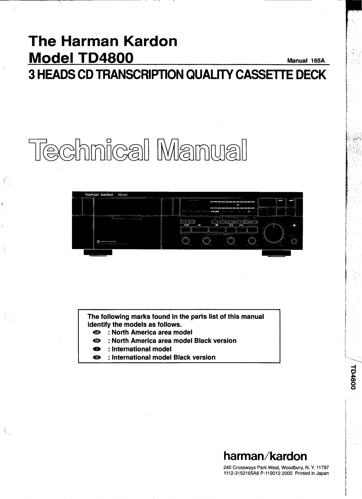 Harman Kardon TD-4800 Service manual