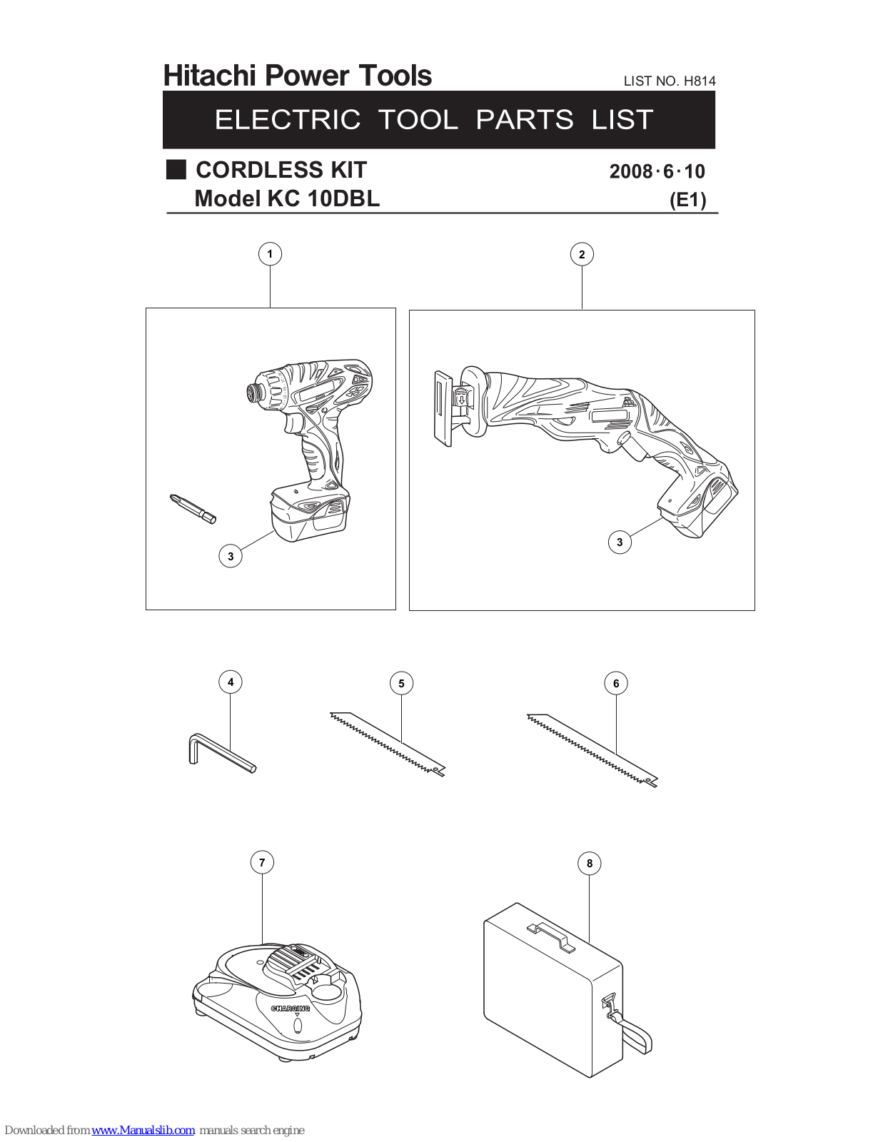 Hitachi KC10DBL Parts List