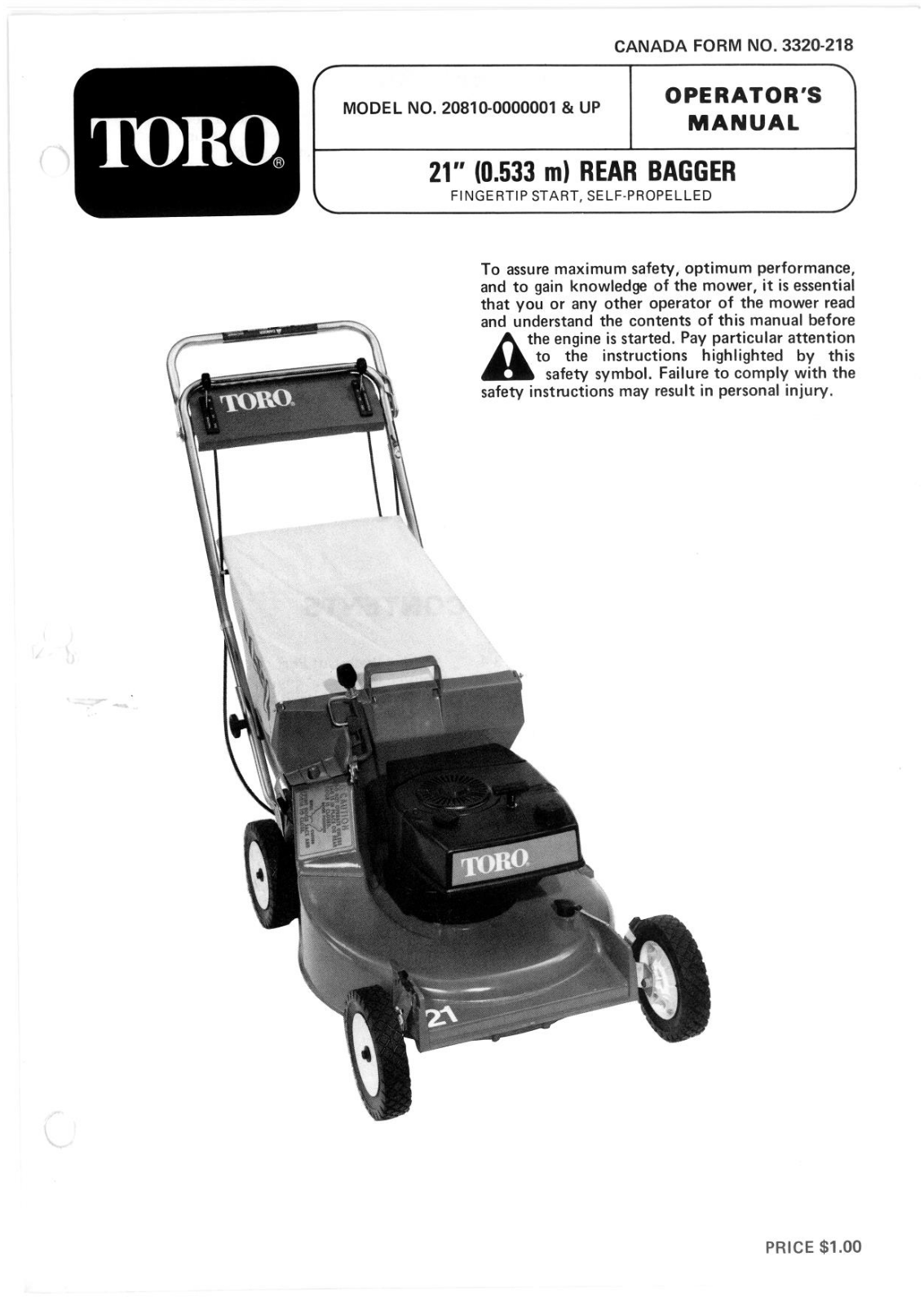 Toro 20810 Operator's Manual