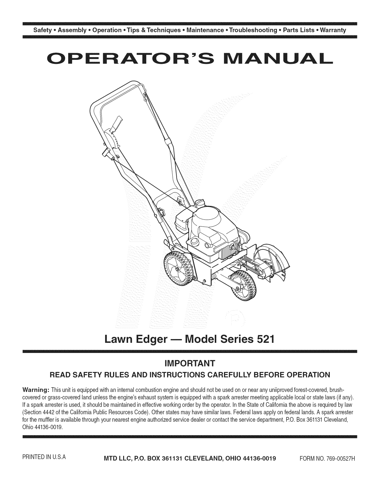 MTD 25B-521A000 Owner’s Manual