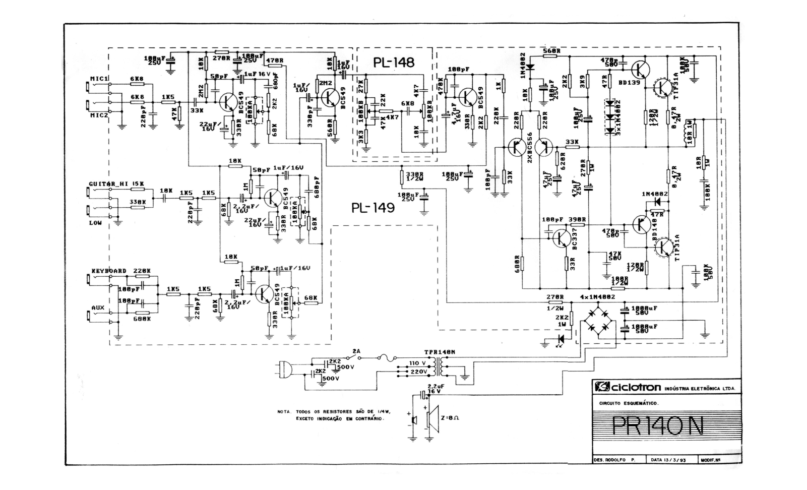 CICLOTRON PR 140 Schematic