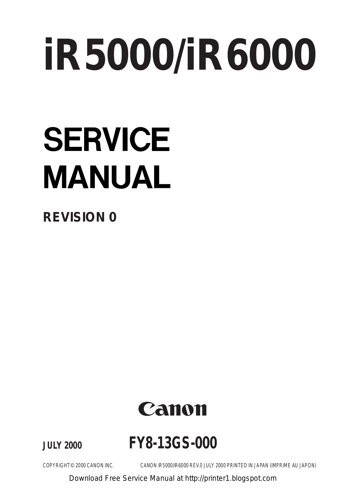 Canon iR5000, iR6000 Service Manual