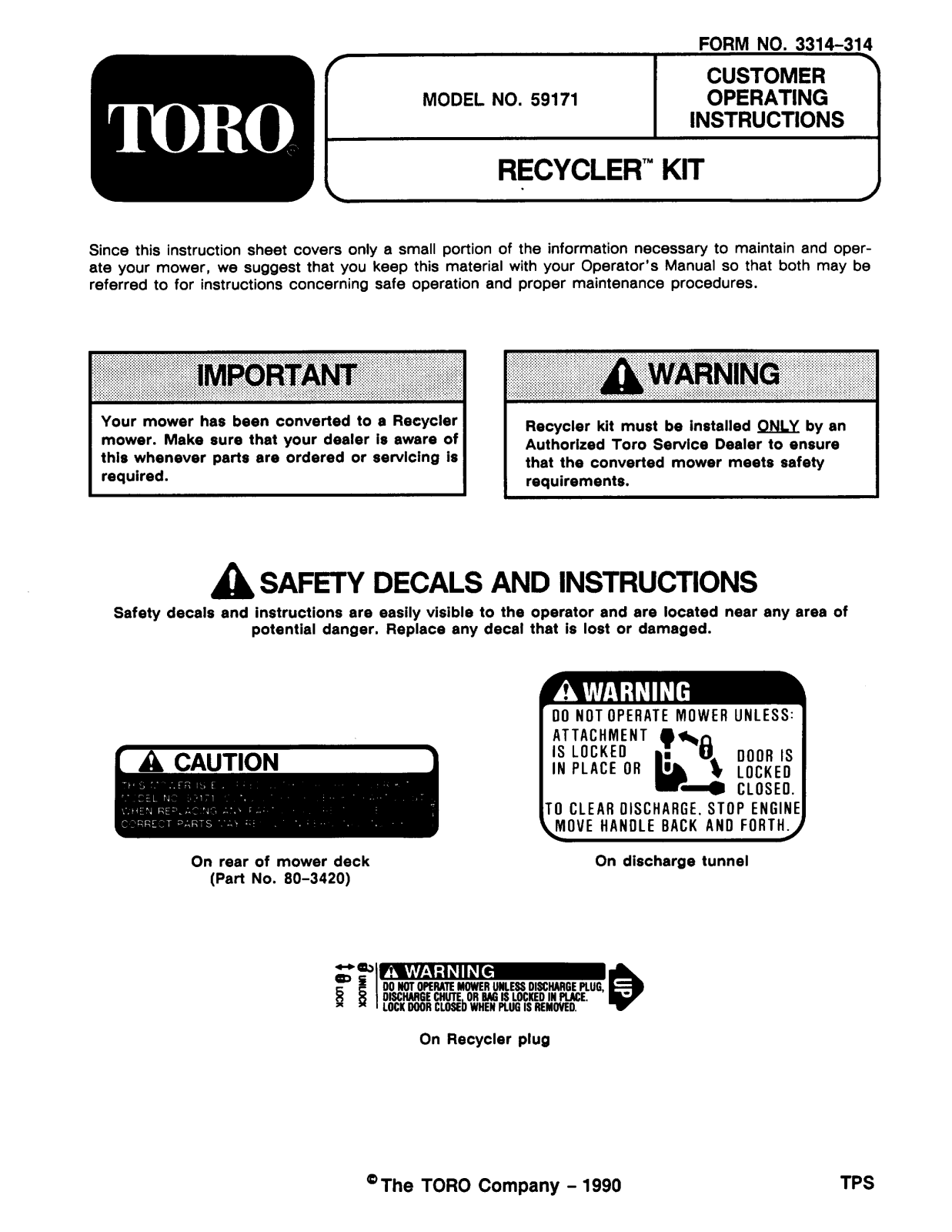 Toro 59171 Operator's Manual