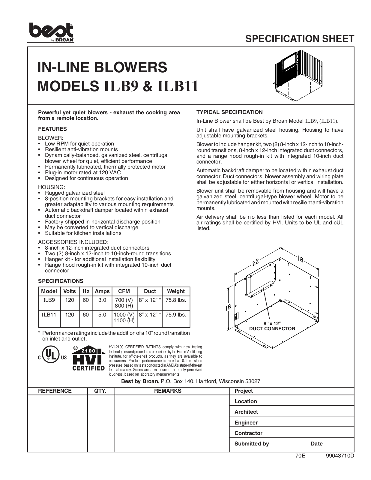 Best ILB11, ILB9 User Manual