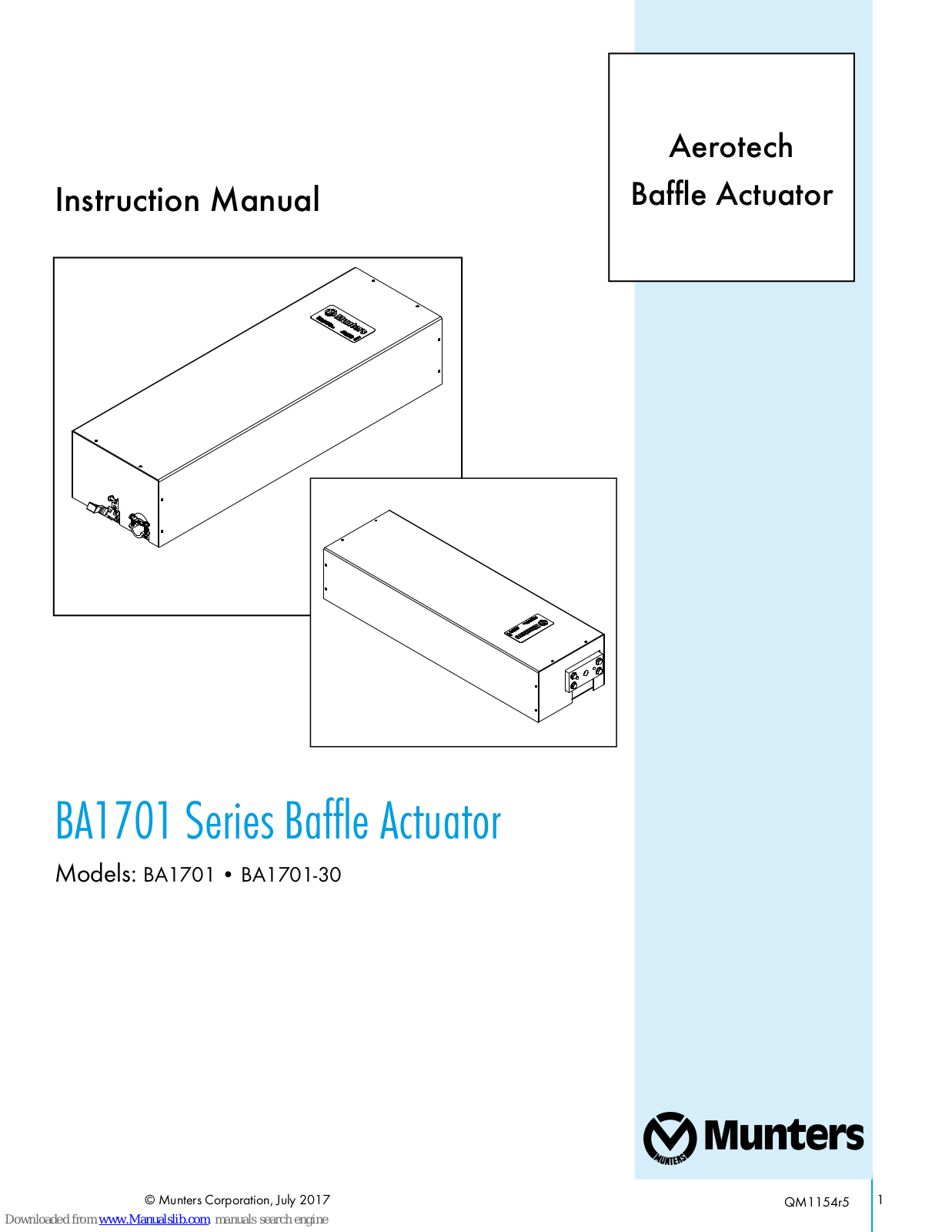 Munters BA1701, BA1701-30 Instruction Manual