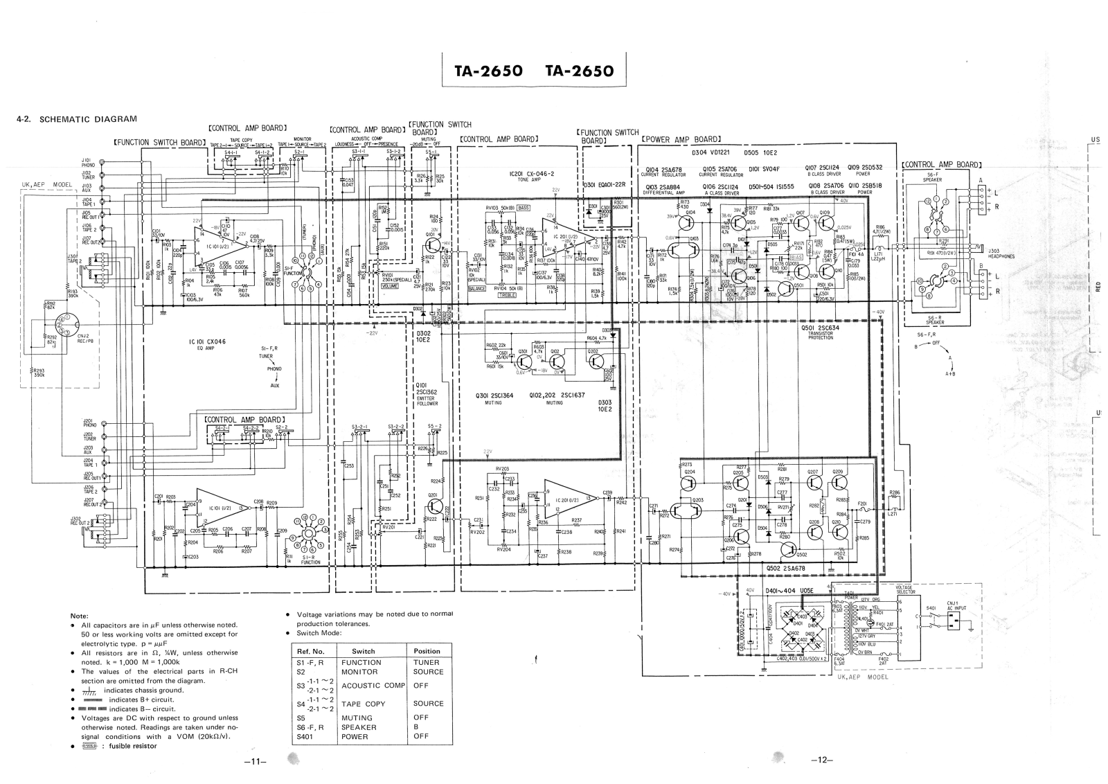 Sony TA-2650 Schematic