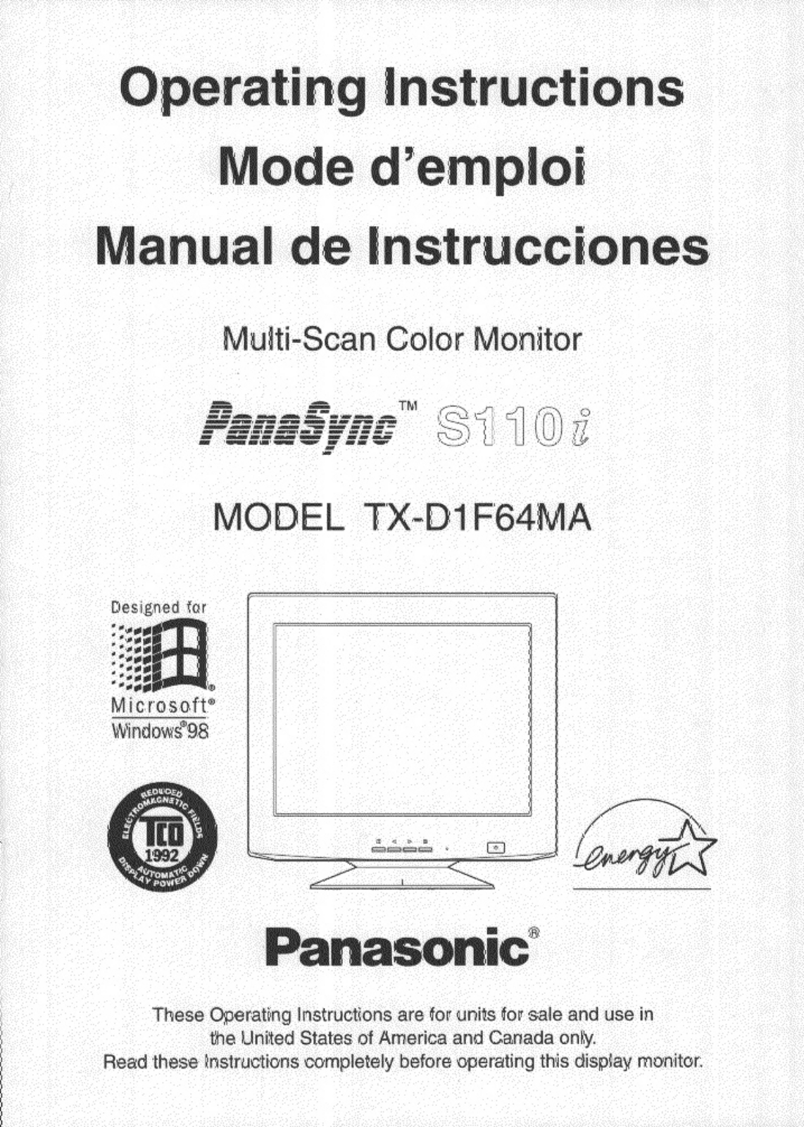 Panasonic S110I User Manual