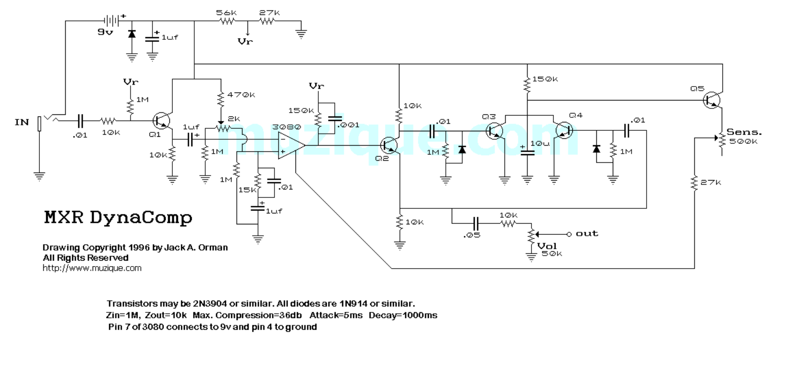 MXR dynacomp schematic