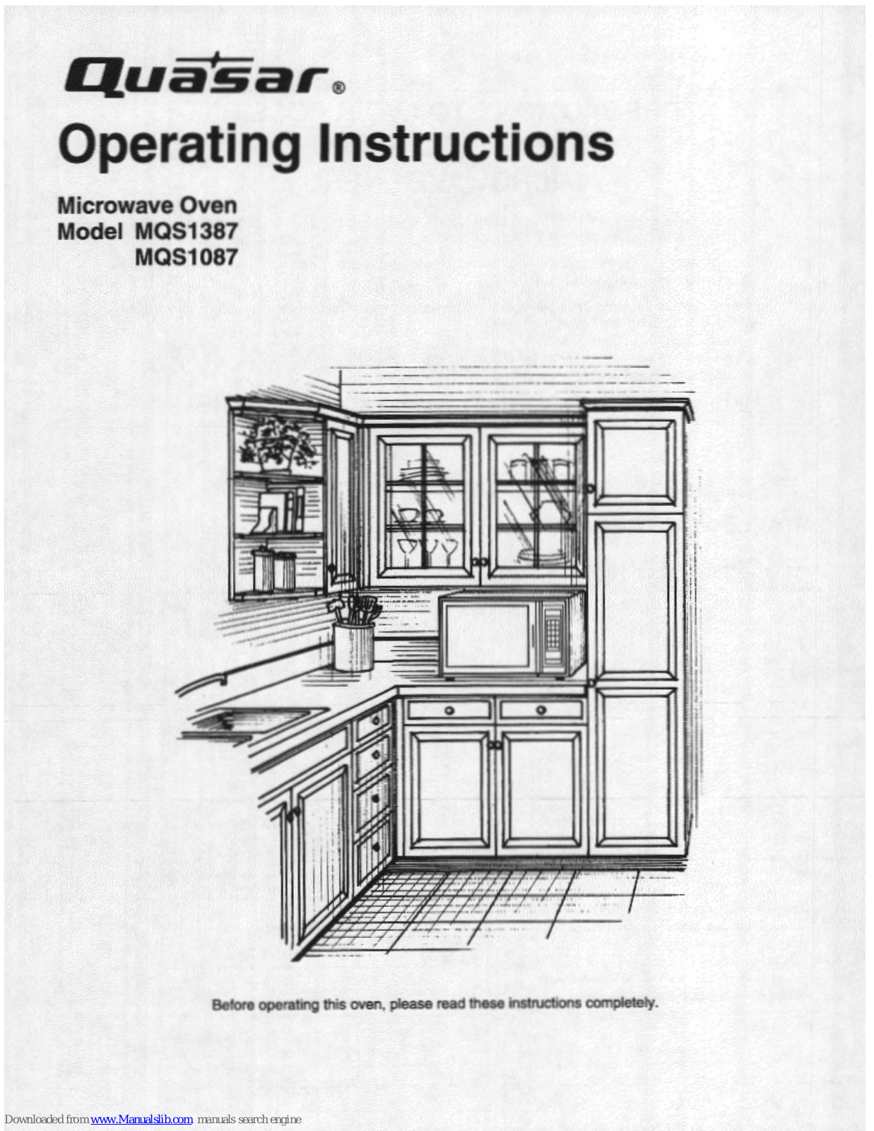 Quasar MQS1087, MQS1387, MQS1087E, MQS1087H, MQS1387E Operating Instructions Manual