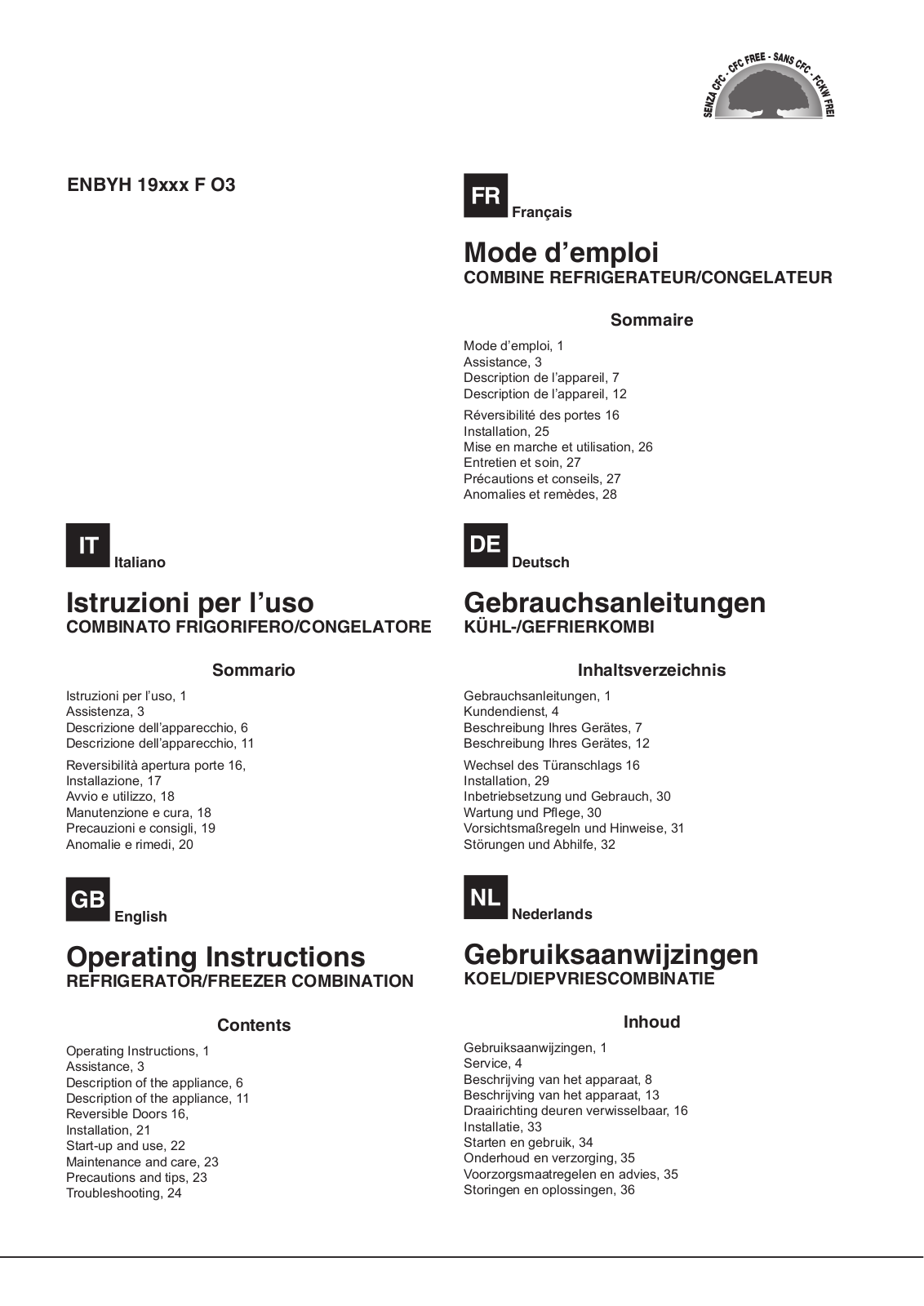 Hotpoint-Ariston ENBYH 19323 FW O3 User Manual