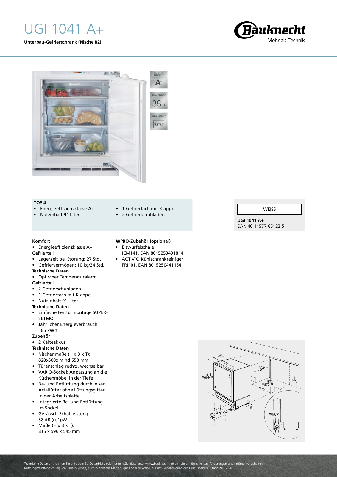 Bauknecht UGI 1041-A+ User Manual