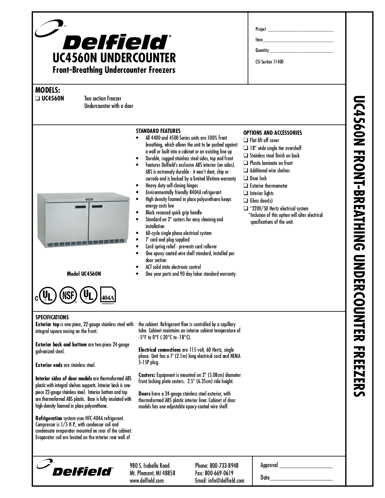 Delfield UC4560N User Manual