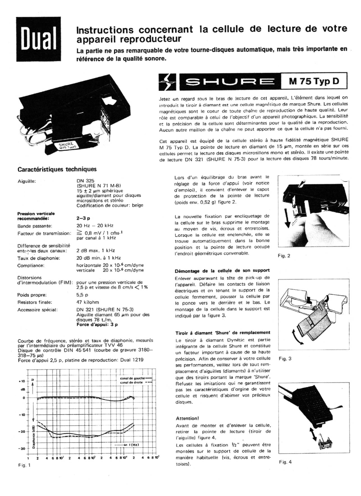 Shure M-75-D Owners Manual