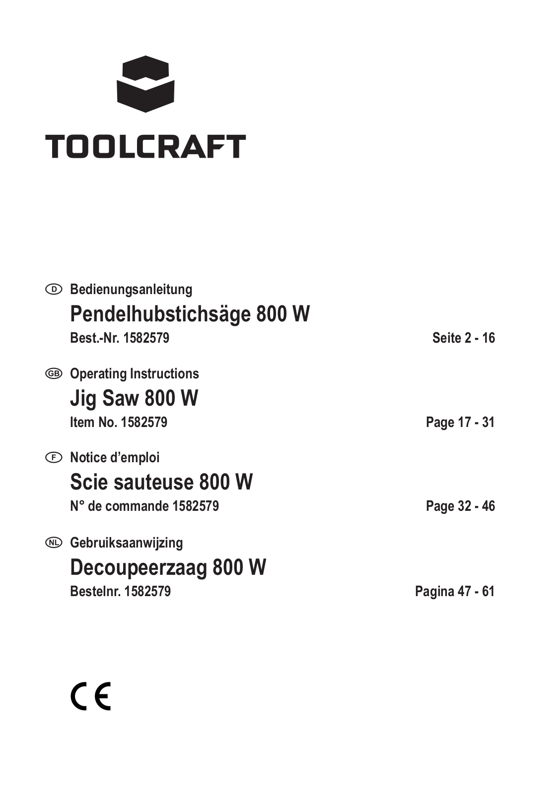 TOOLCRAFT 1582579 Instructions