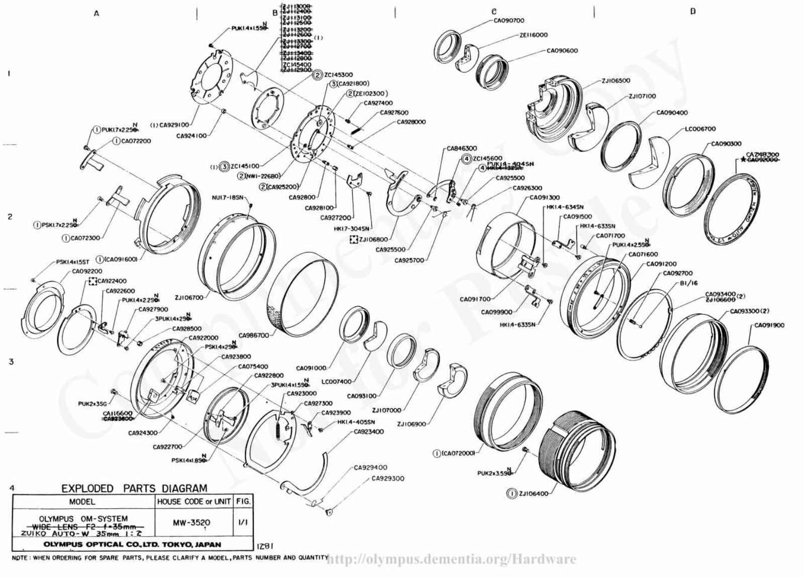 OLYMPUS 35mm f2.0 Service Manual